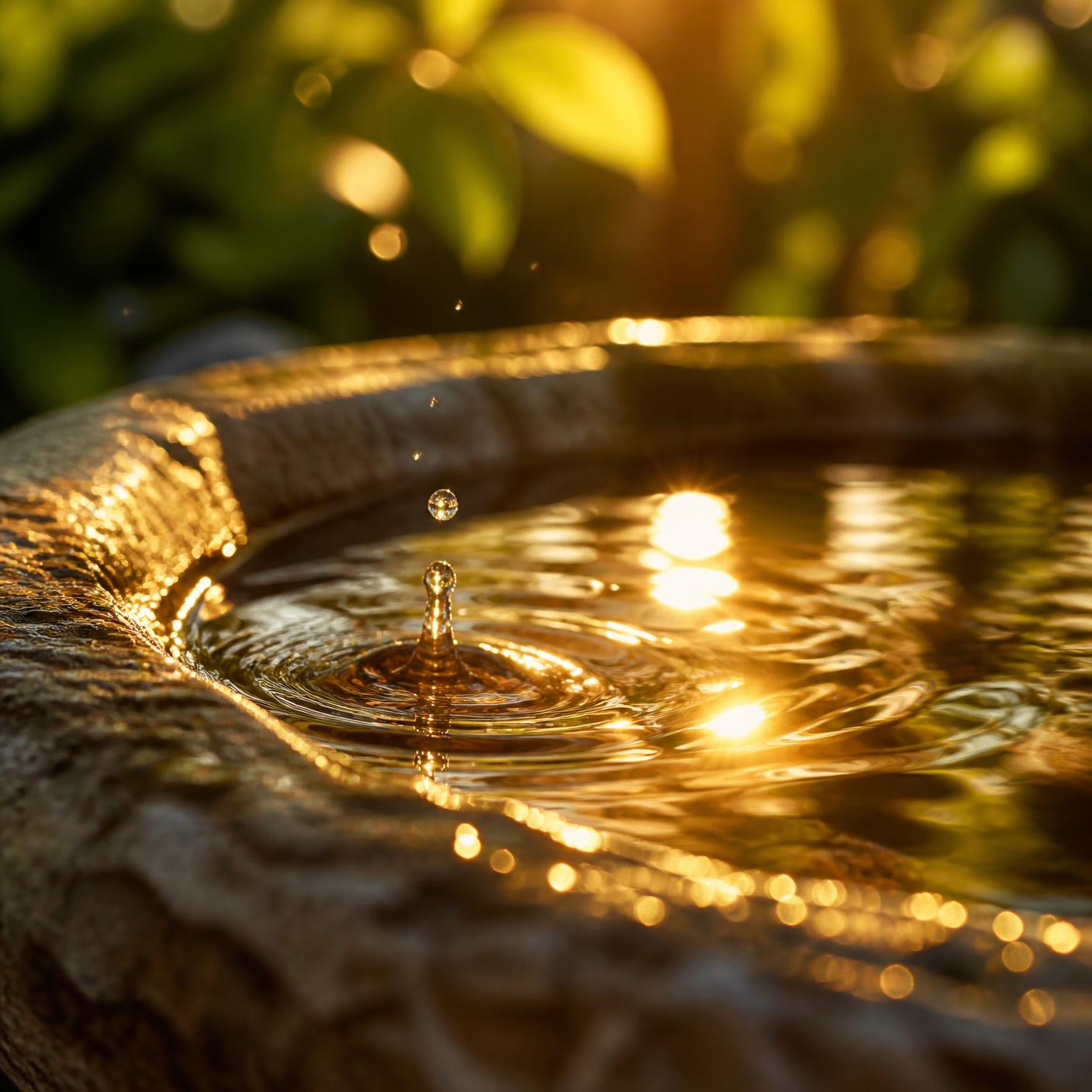 Wassertropfen im Sonnenlicht
